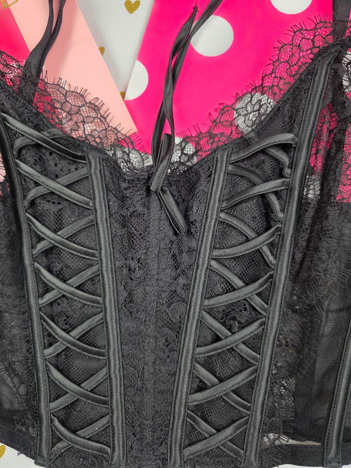 Victorias Secret Black rigid Push Up Corset Medium Bralette Bra Top Tank
