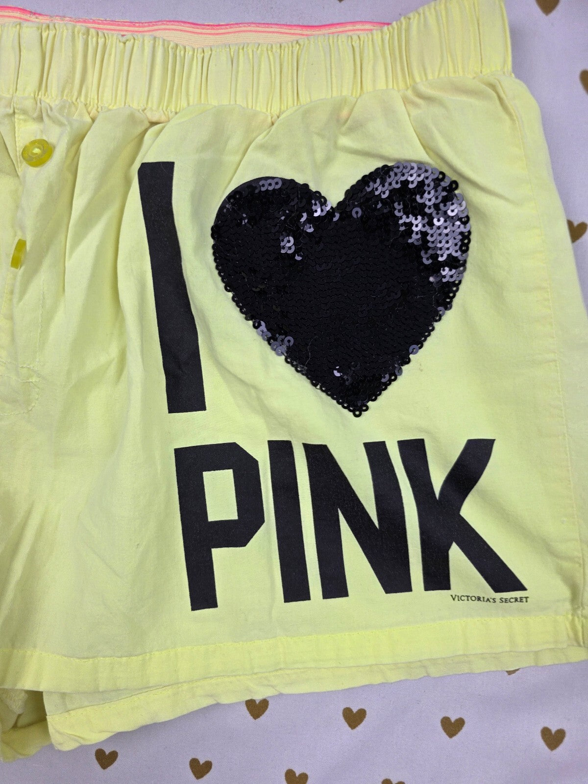 Victorias Secret PINK Neon Bling Sleep Shorts Boxers Pajama Bottoms SM Vintage