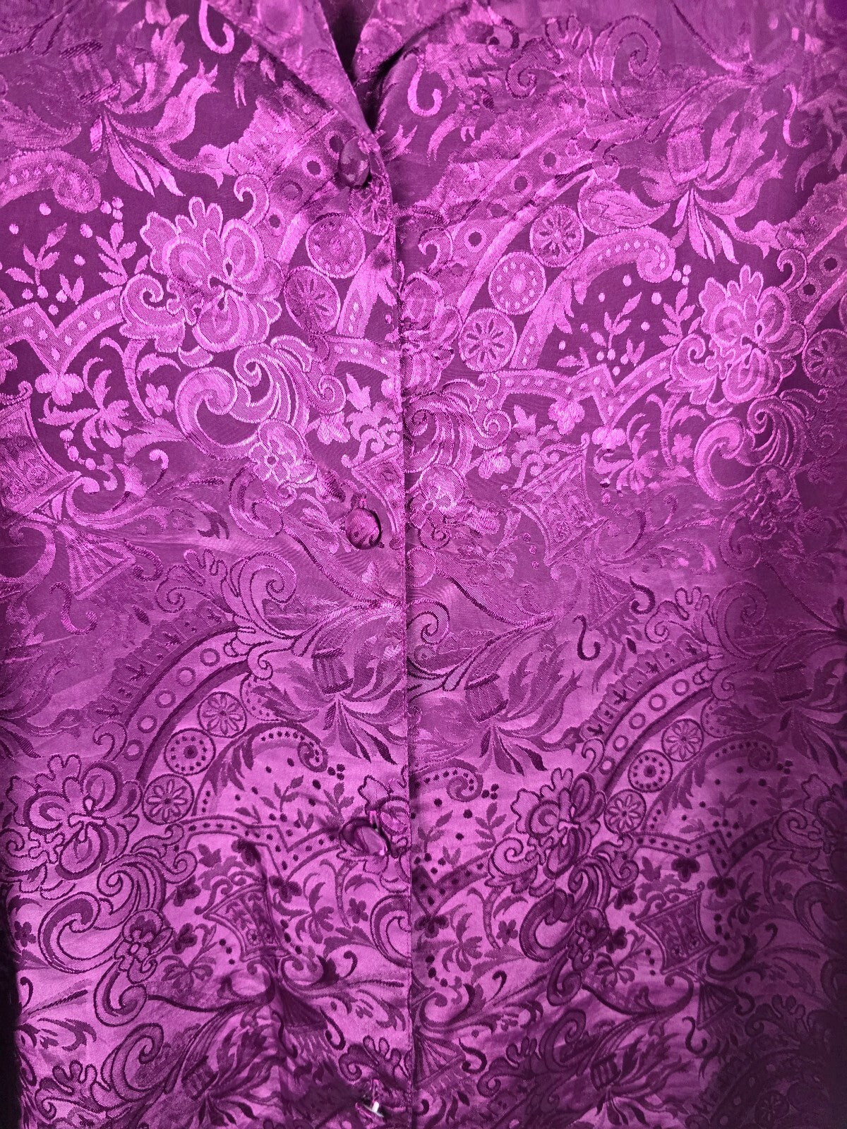 Vintage Victoria's Secret Gold Label Purple Satin Jacquard Sleep Shirt M/L