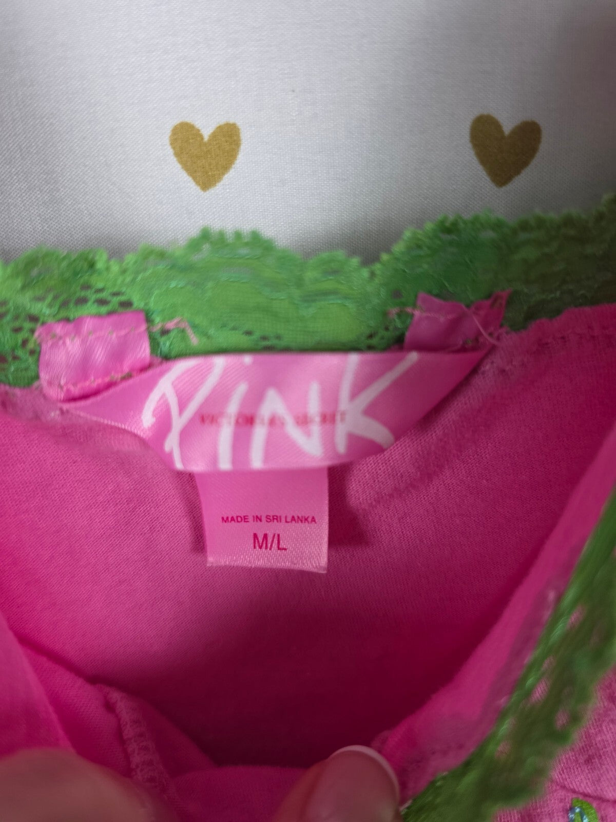 Vintage 2005 Victoria's Secret Pink M/L Lace Dog Tank Slip Dress Y2K Cotton