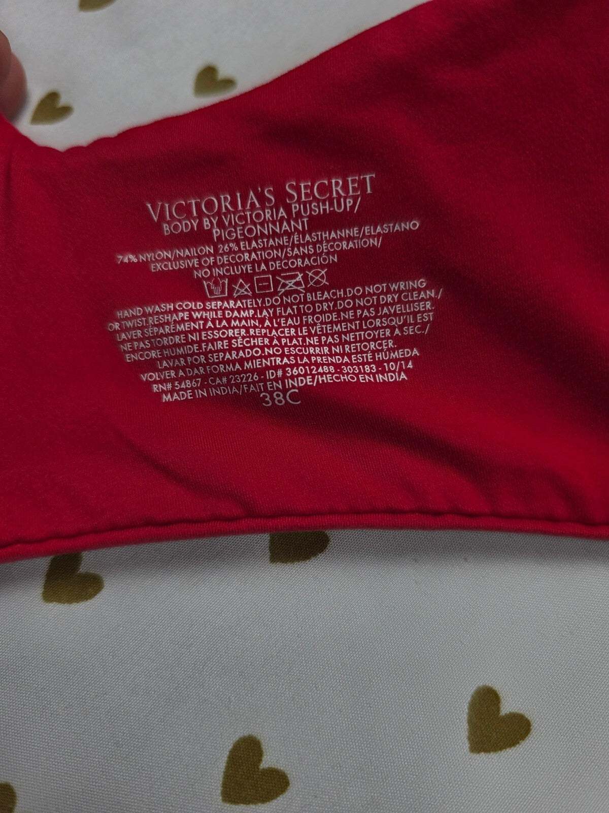 Victorias Secret Red 38C Push Up Bra