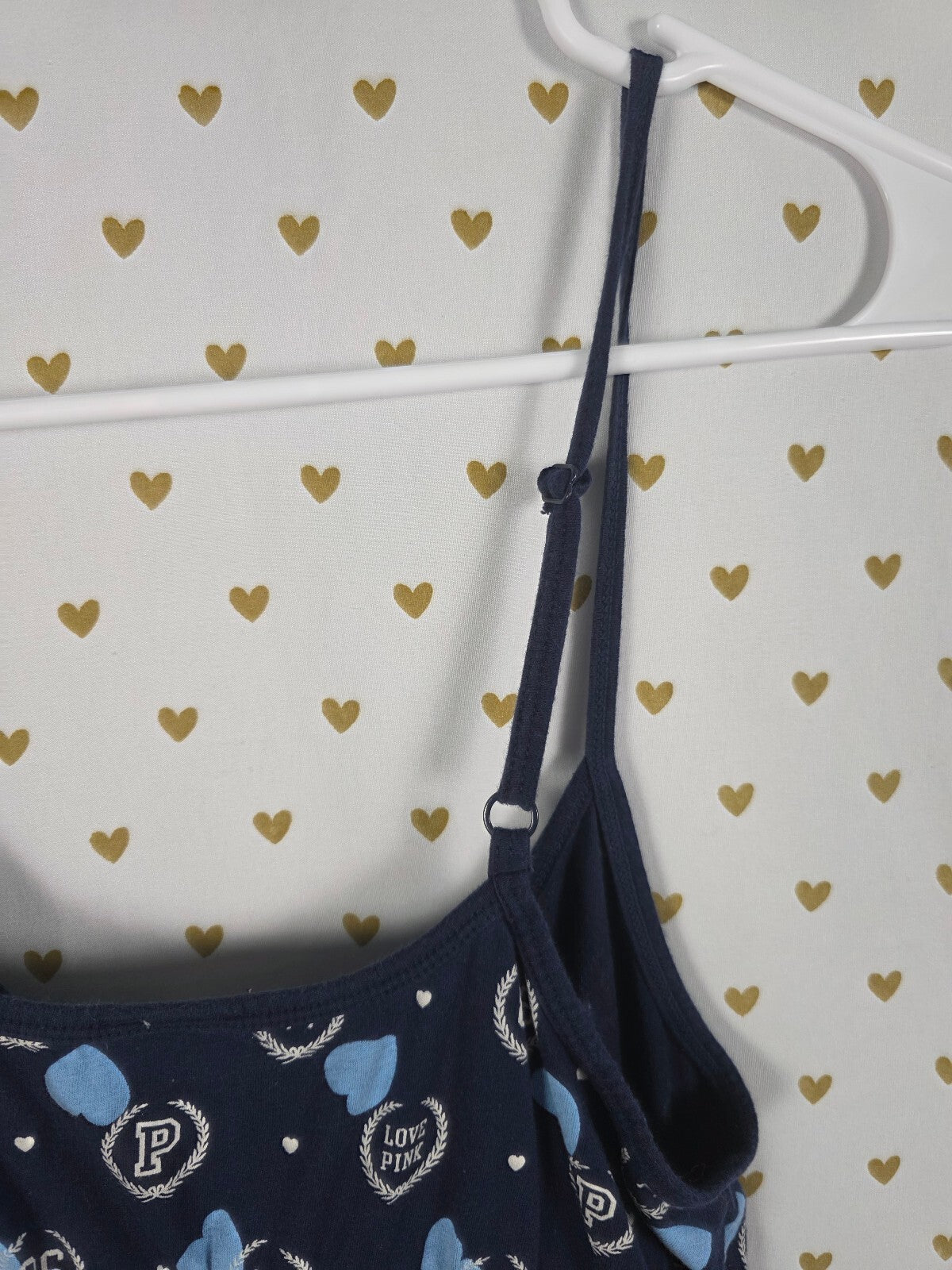 Victoria's Secret PINK Babydoll Chemise Sleep Dress Blue Hearts Logo SM Sundress