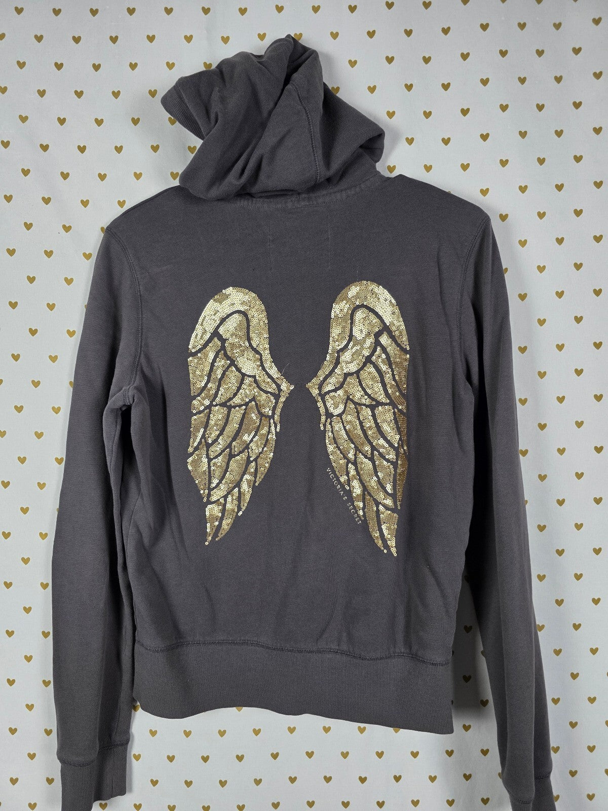 Victorias Secret Angels Sequined Bling Zip Hoodie Jacket Supermodel Essentials M