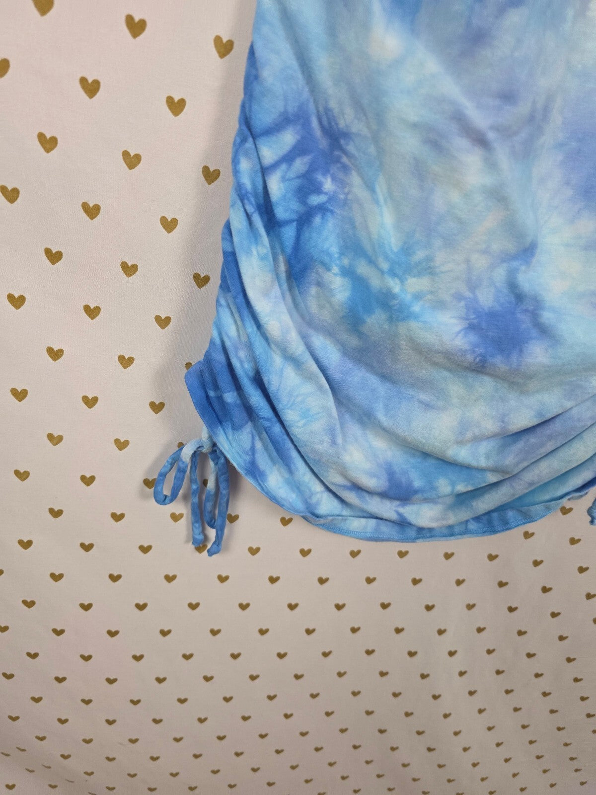 Victorias Secret PINK Blue Tye Dye Cinched Tee Shirt Dress MEDIUM