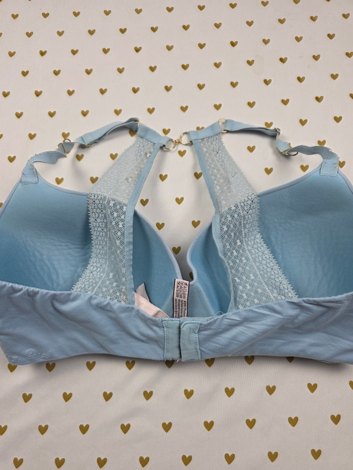 Victorias Secret Blue Soft Incredible Wireless Lined Demi Balconette Bra 36DD