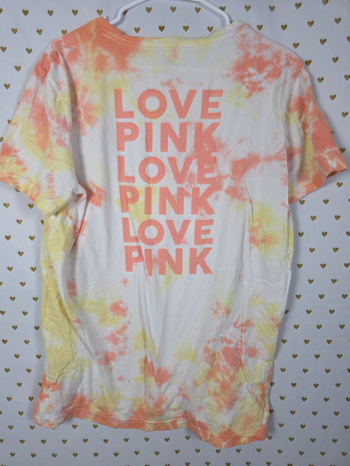 Victorias Secret PINK Tye Dye SUPER OVERSIZED Medium Tee Shirt Love