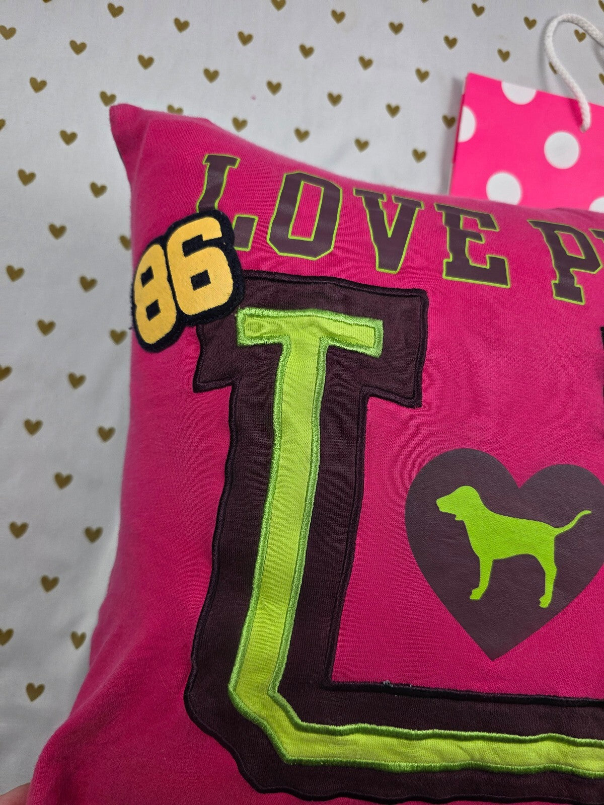 Vintage Victoria's Secret PINK University U 86 Dog Throw Pillow Y2K Rare