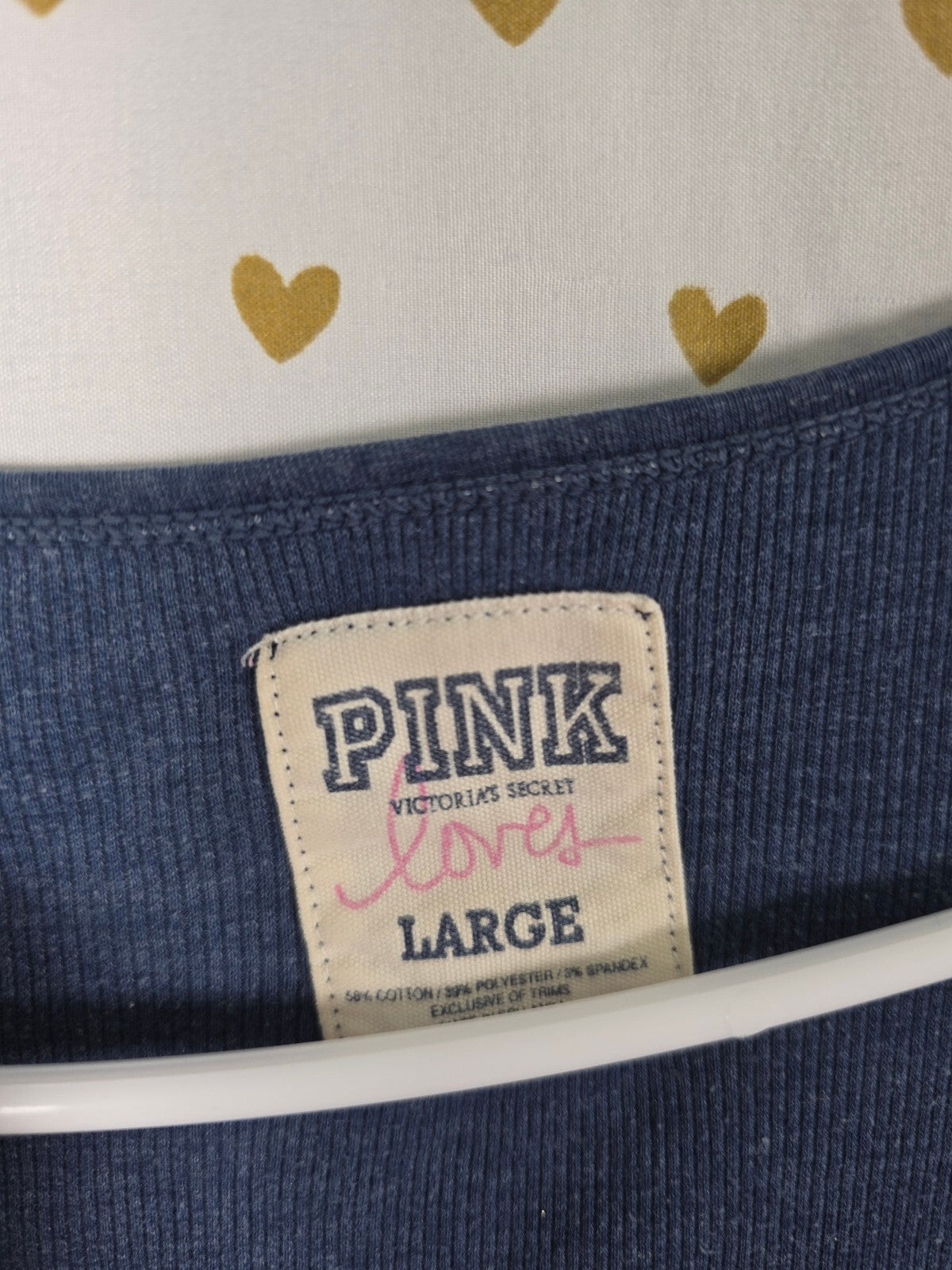 Victorias Secret PINK Vintage Ribbed Y2k Tank Top LARGE Blue