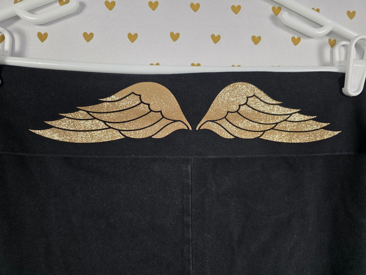 Victorias Secret Angels Gold Glitter Bling Wings Foldover Yoga pants XL