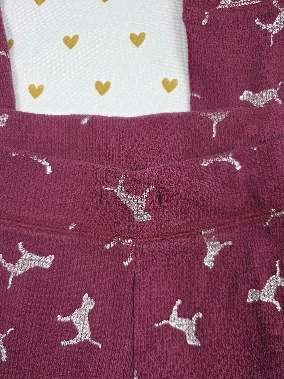 Victorias Secret Maroon PINK Dogs Med Sleep Pants Pajama PJ Bottoms