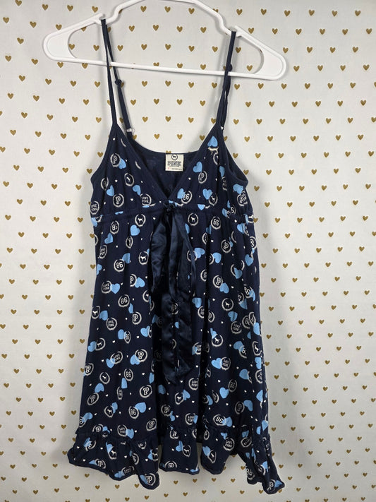 Victoria's Secret PINK Babydoll Chemise Sleep Dress Blue Hearts Logo SM Sundress