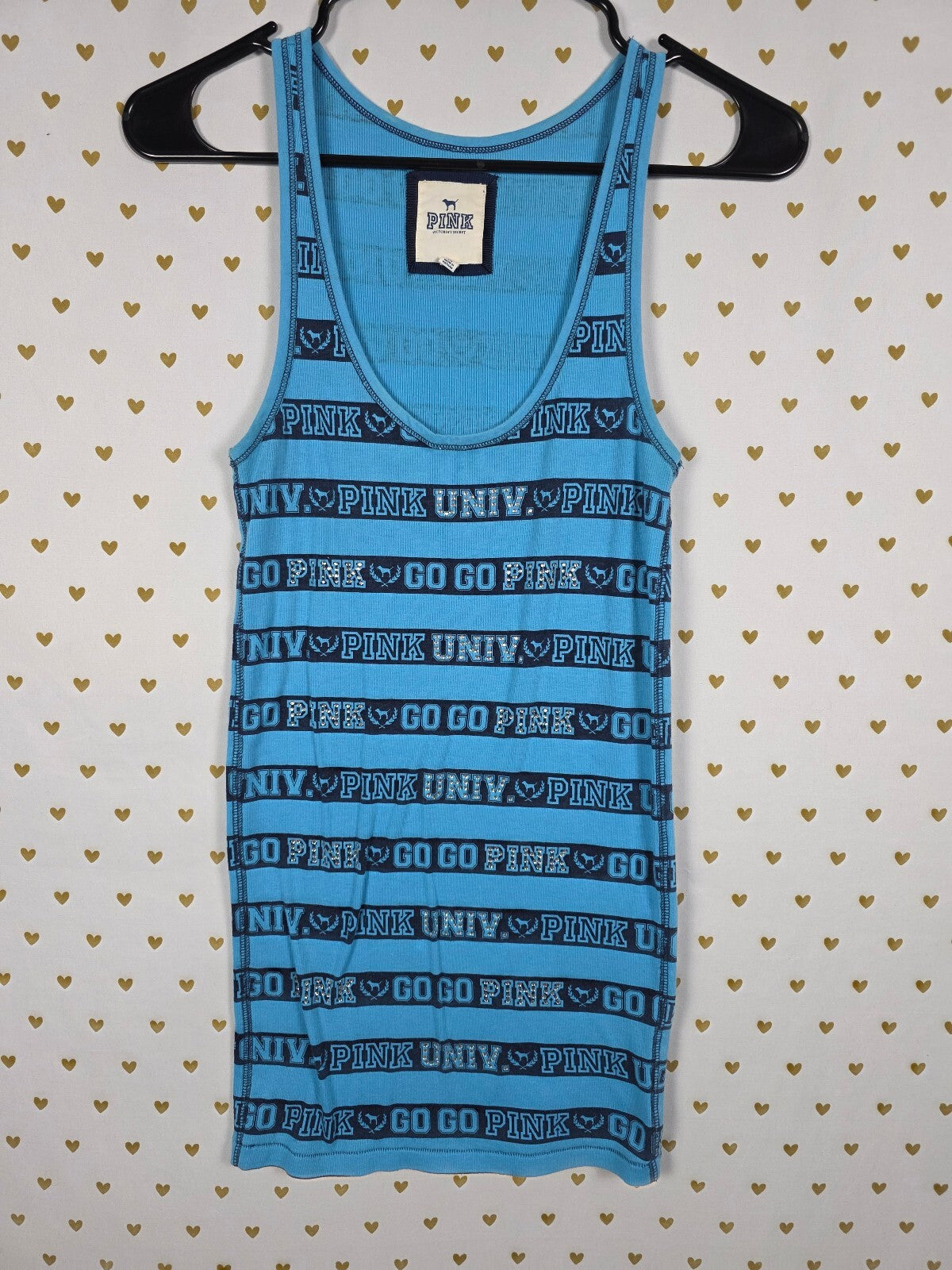 Y2K Victoria's Secret PINK Univ GO PINK Rhinestone BLING Tank Top M