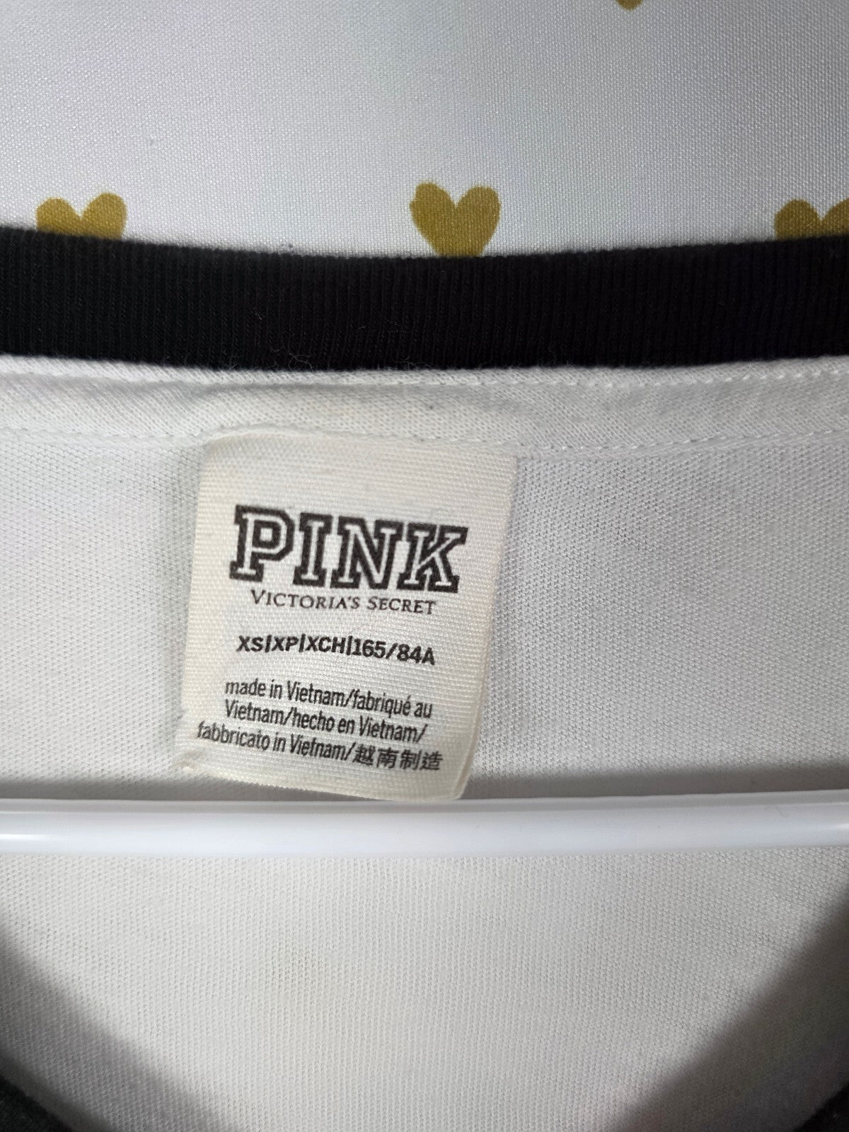 Victorias Secret PINK BLING V neck colorblock Gold Sequin Tee shirt XS
