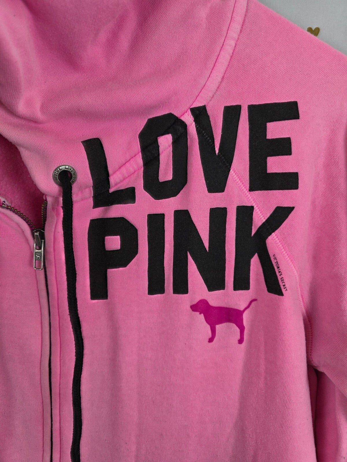 Victorias Secret Pink Love Vintage Full zip hoodie Jacket Large
