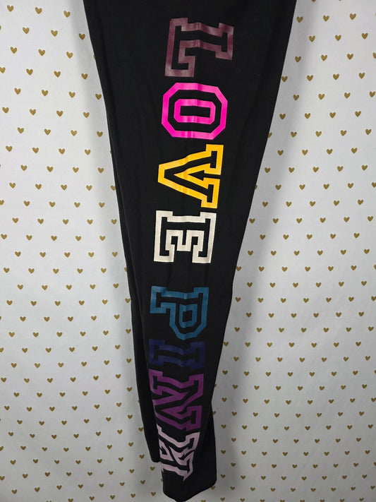 Victorias Secret PINK RAINBOW logo Yoga Pants XL Ankle