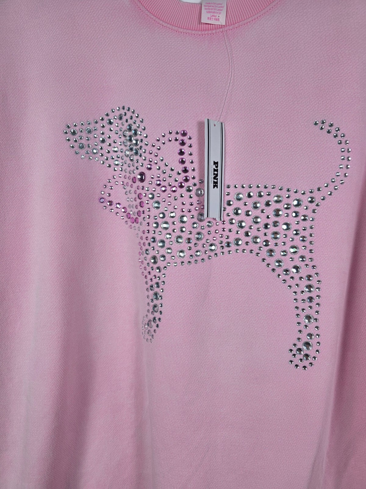 PINK x LoveShackFancy Rhinestone Dog Sweatshirt Dress Pink NWT S BLING