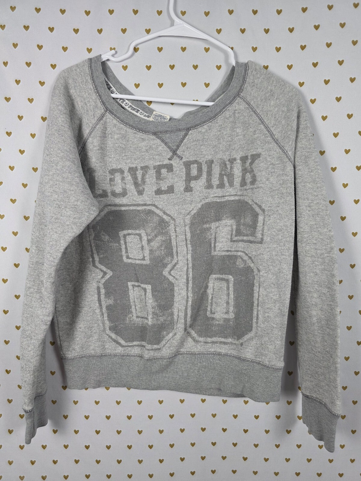 Victorias Secret Pink Vintage Style Crew Sweater 86 MEDIUM