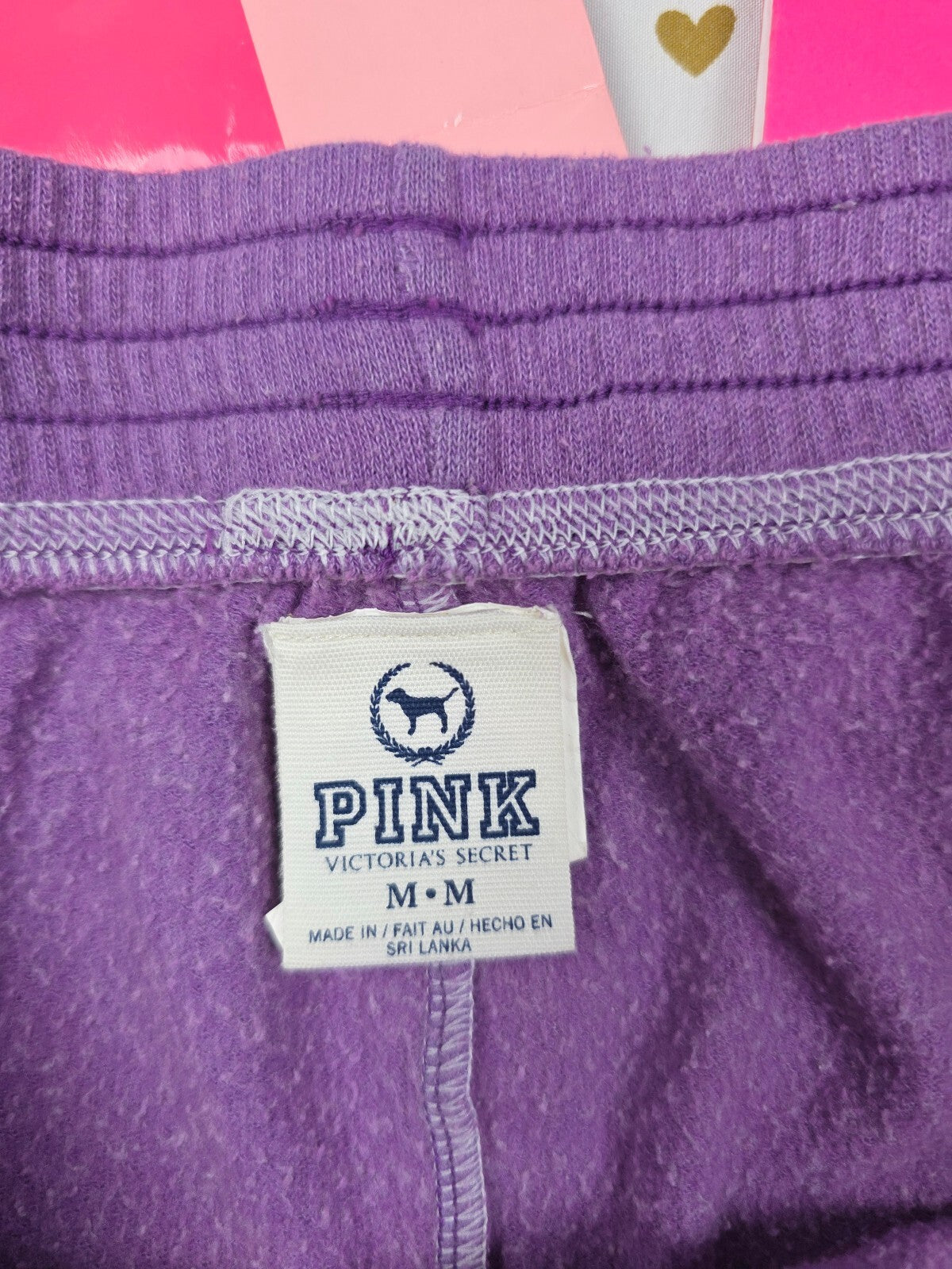 Vintage 2011 Victoria's Secret PINK Purple Leopard Logo Fleece Shorts M