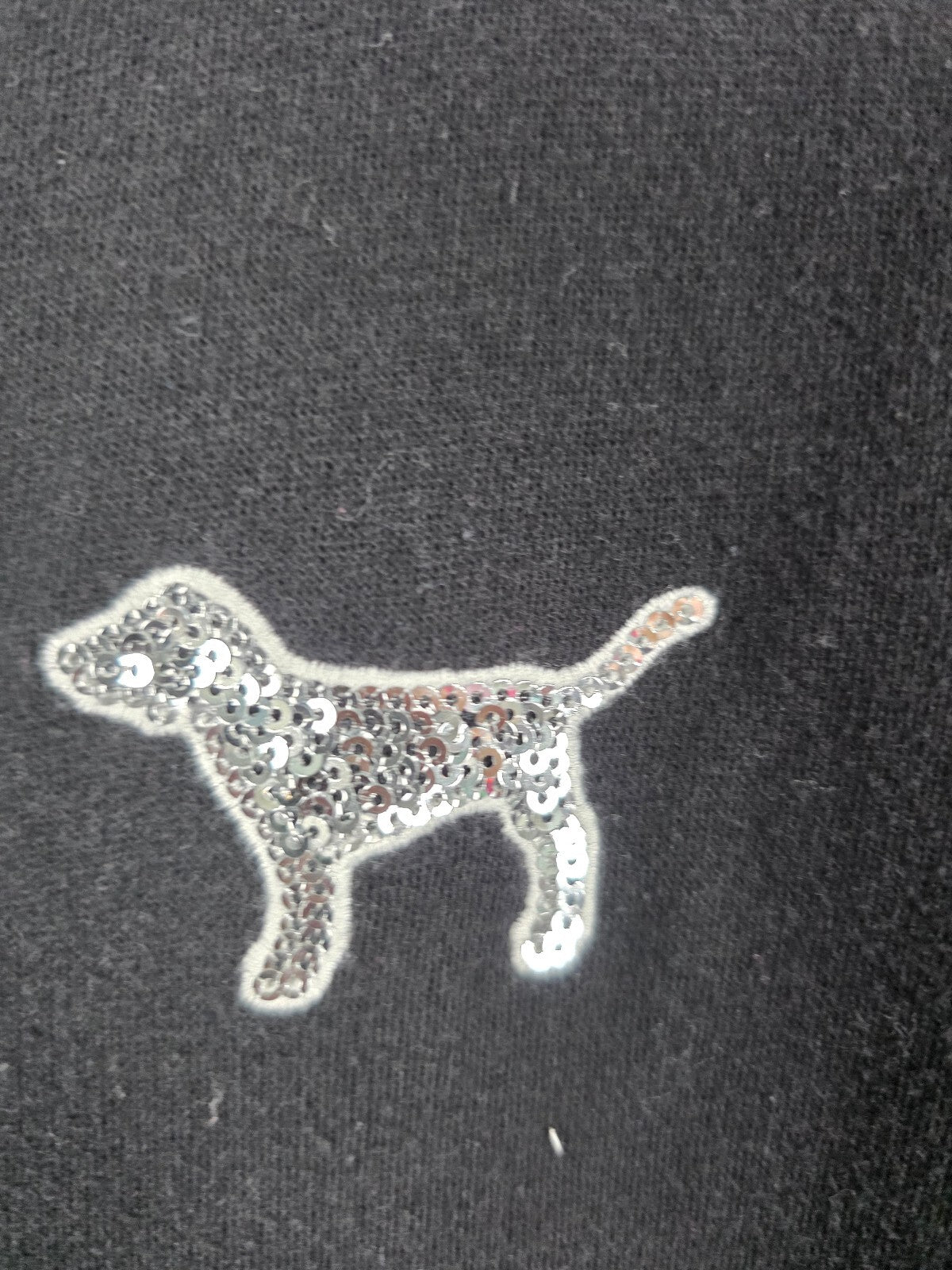 Victorias Secret Pink BLING SEQUINED DOG Pullover Hoodie Sweater LARGE