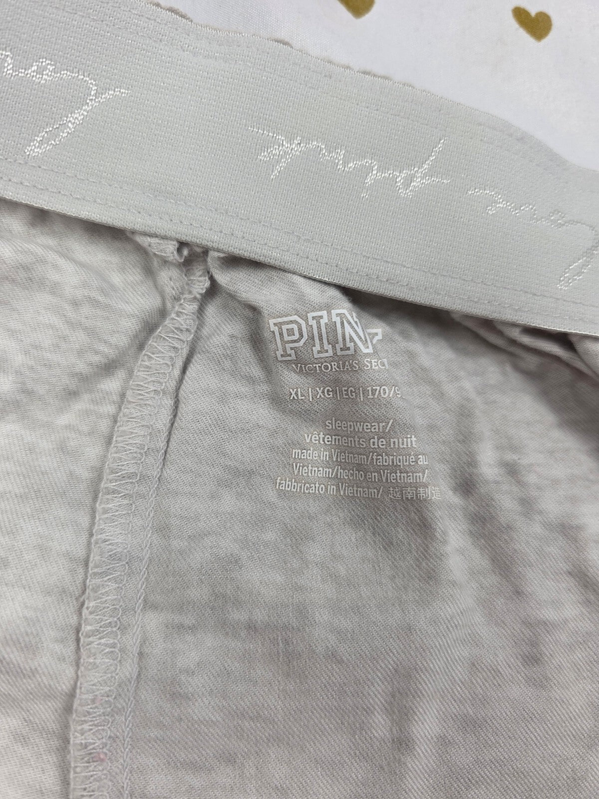 Victorias Secret PINK Grey Logo XL Sleep Shorts Boxers Pajama Bottoms