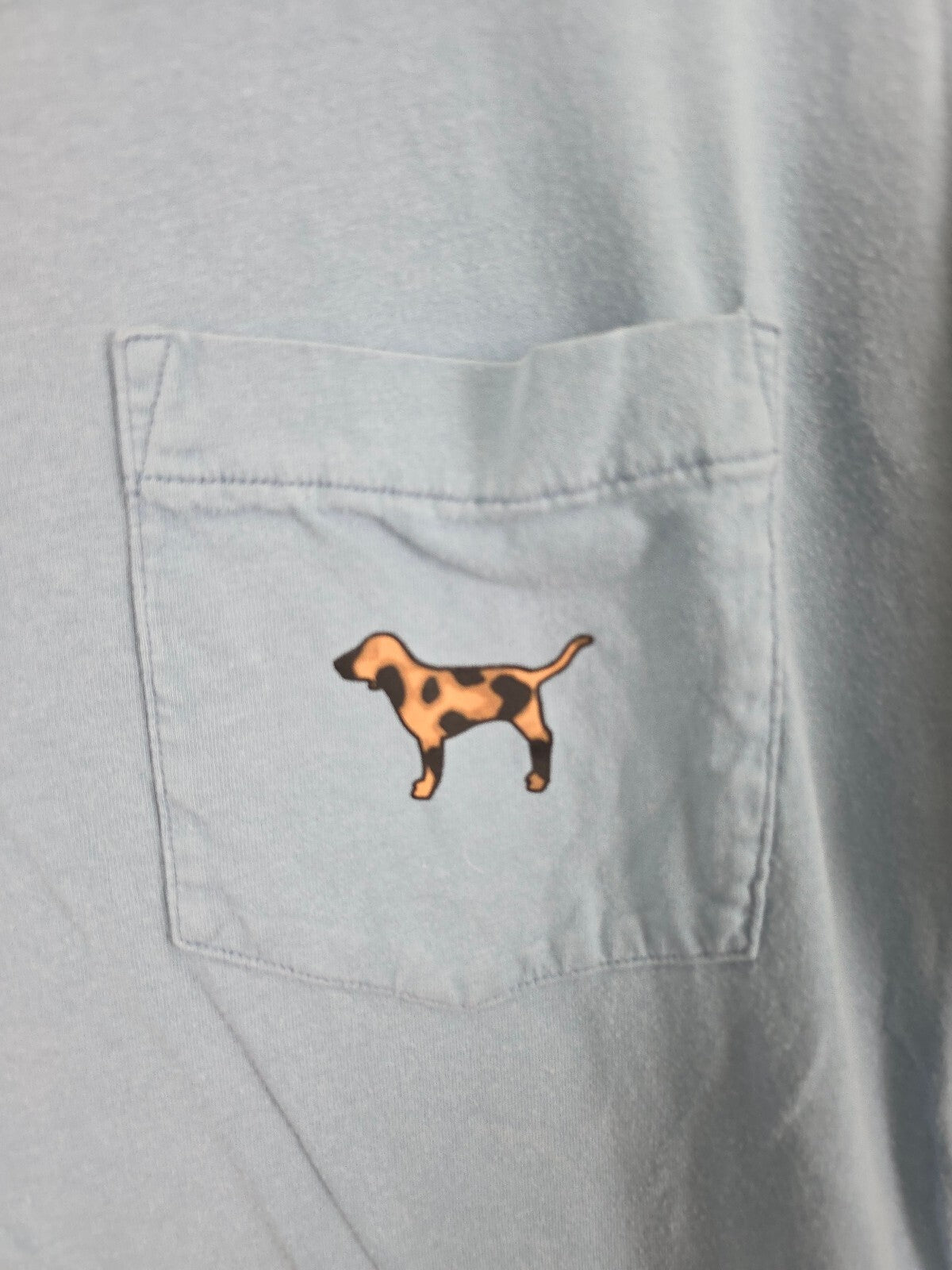 Victorias Secret PINK Blue Leopard Cheetah Dog Long sleeve Pocket Tee Small