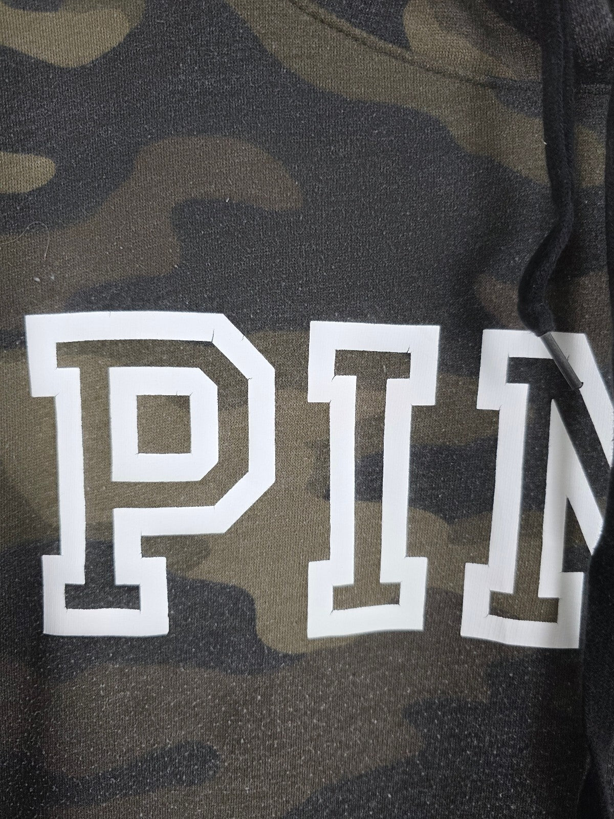 Victorias Secret Pink Camo Camouflage Green Logo Pullover Hoodie Sweater XL