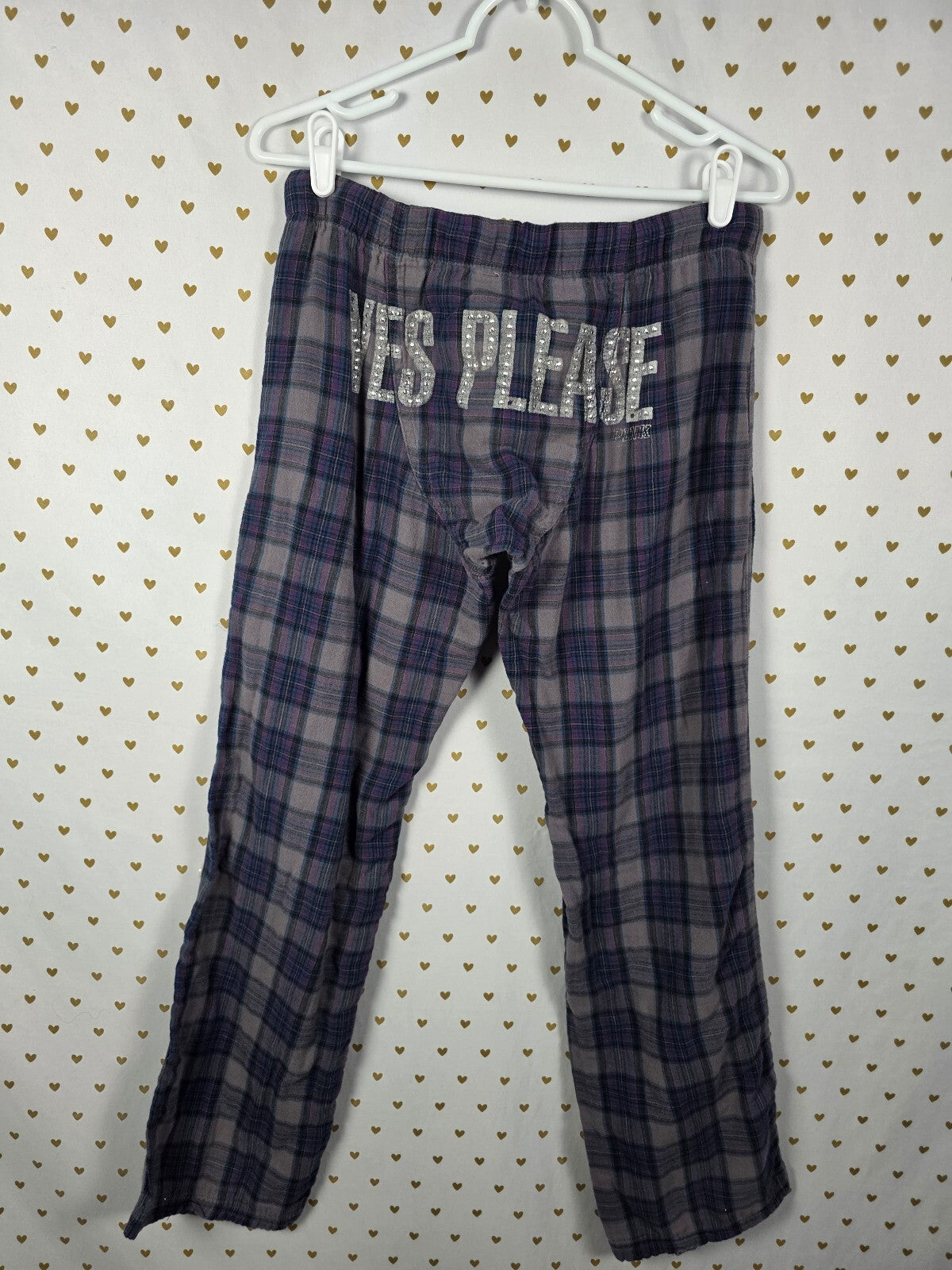 Victorias Secret Vintage PINK Plaid YES PLEASE Sleep Pants Pajama PJ Bottoms