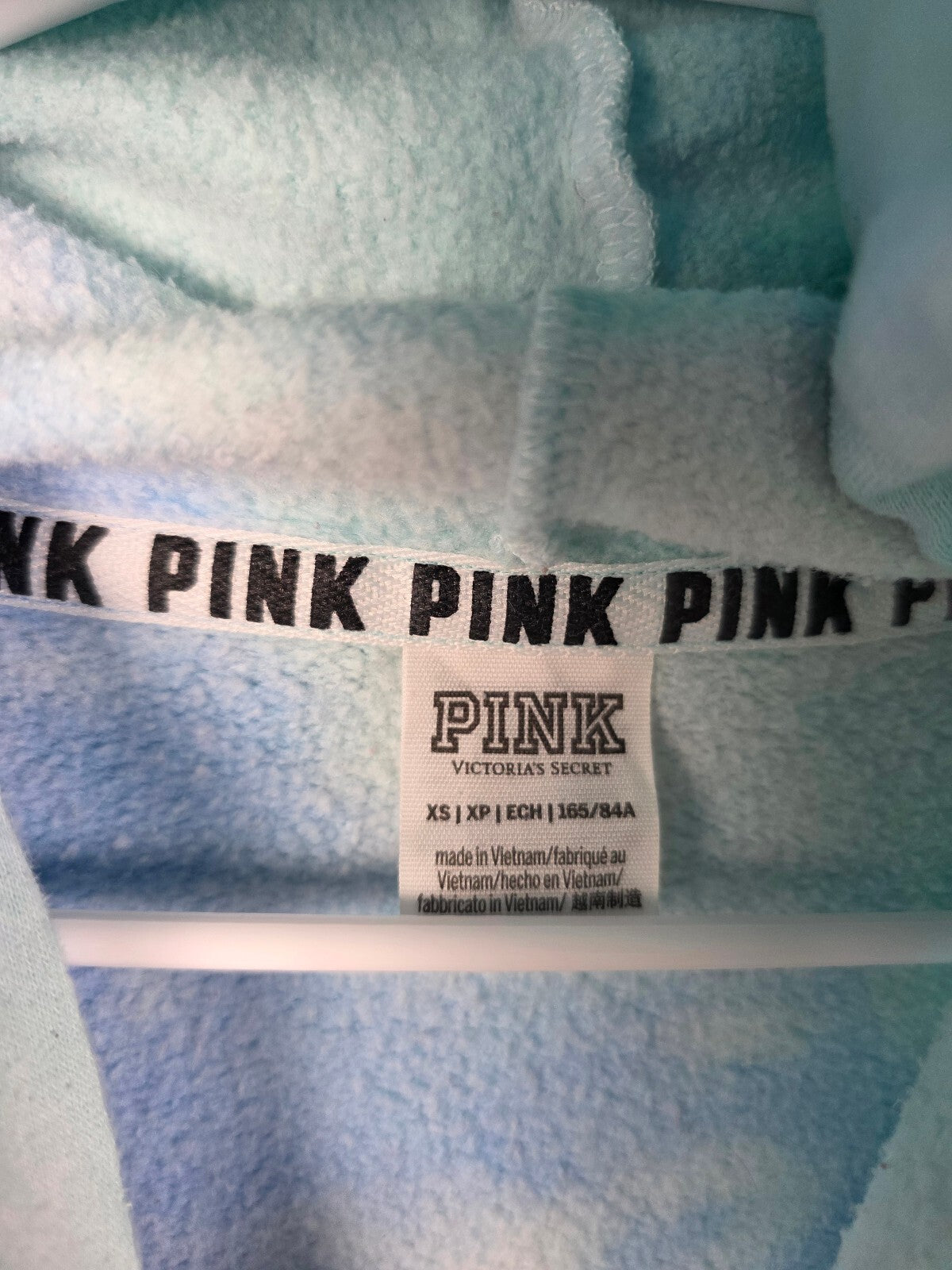 Victorias Secret Pink Long Tye Dye Hooded Sweater  Pockets Pullover XS oversized