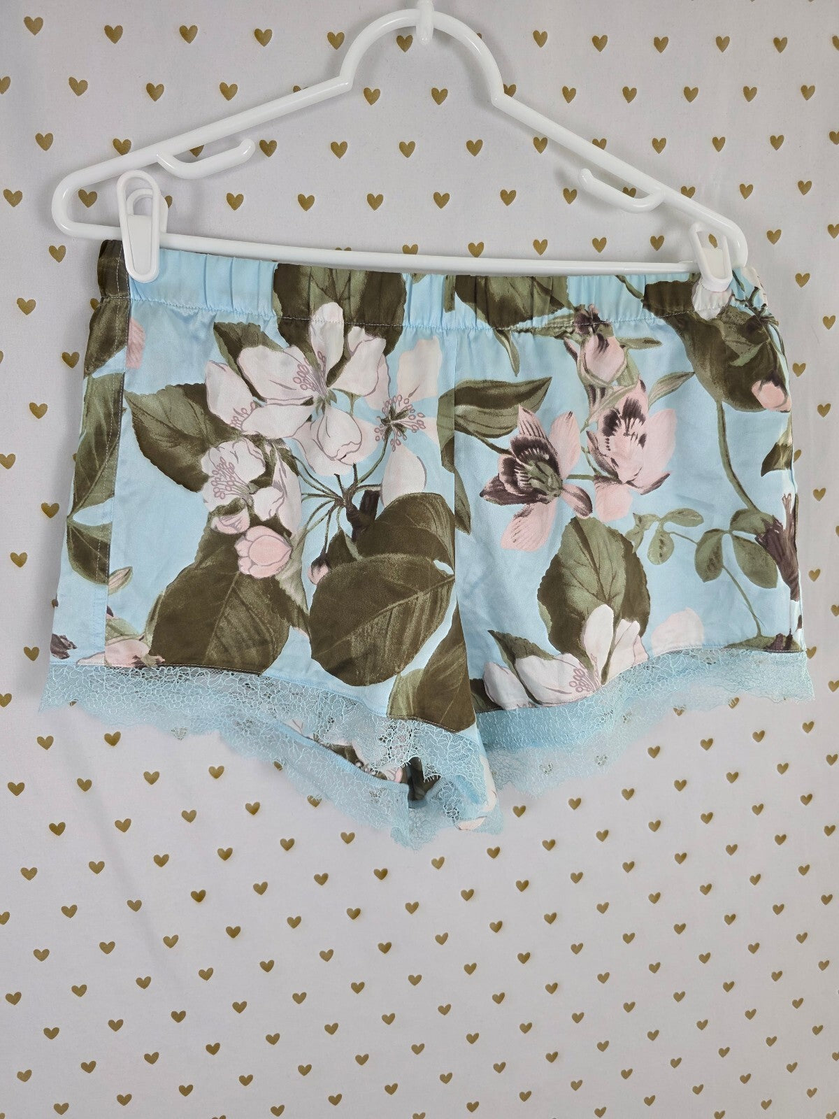 Victoria's Secret Here Comes the Bride Floral Pajama Short Set Blue Lace M