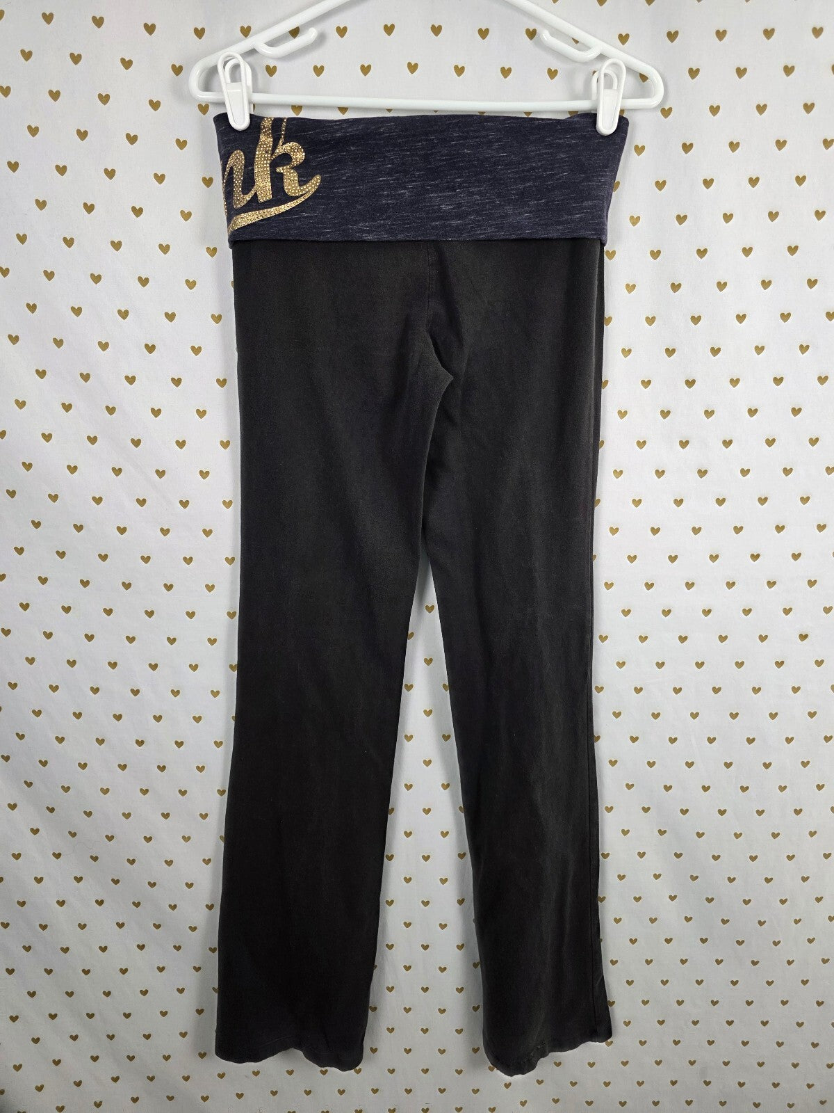 Victorias Secret PINK Vintage Foldover Flare Yoga Pants Bling Small