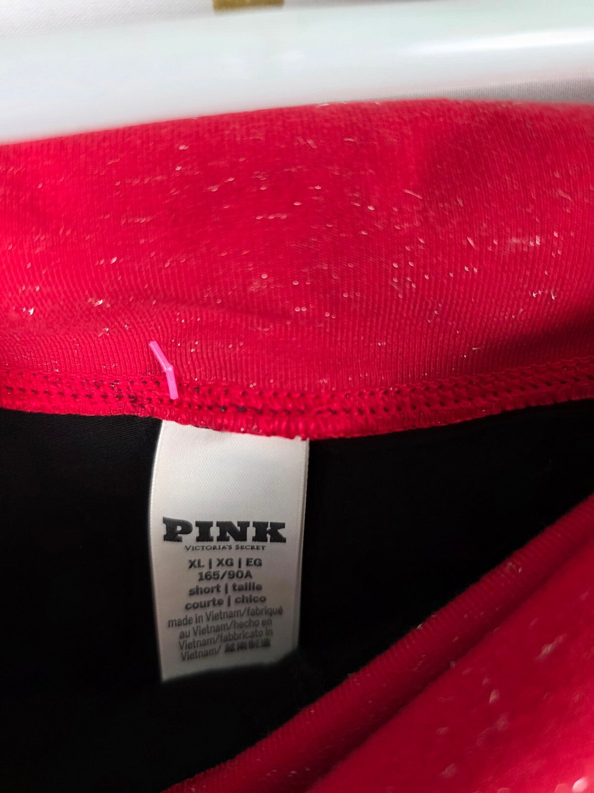 Victorias Secret PINK Red Foldover Ankle Skinny Glitter Yoga Pants XL
