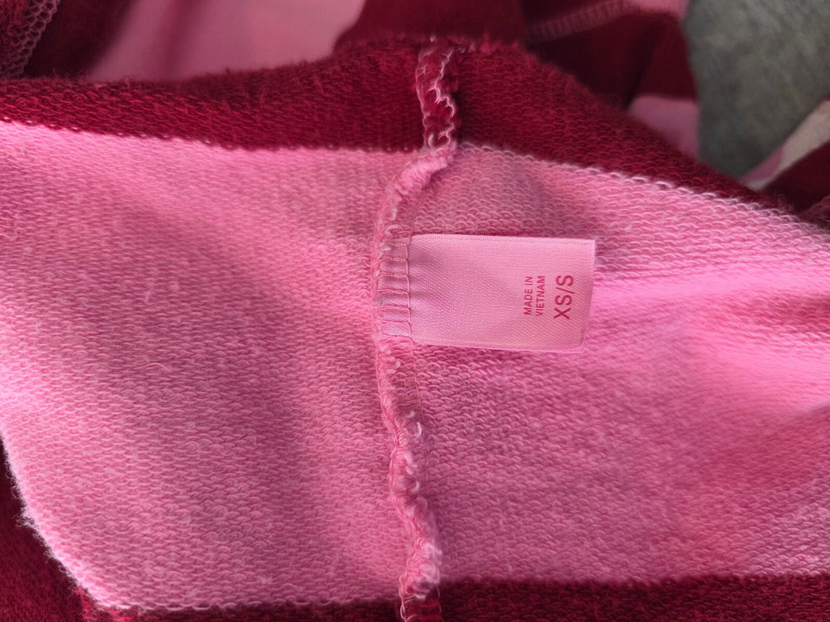 Vintage 2005 VS PINK Hooded Robe XS/S Pink Burgundy Striped Just Woke Up Y2K