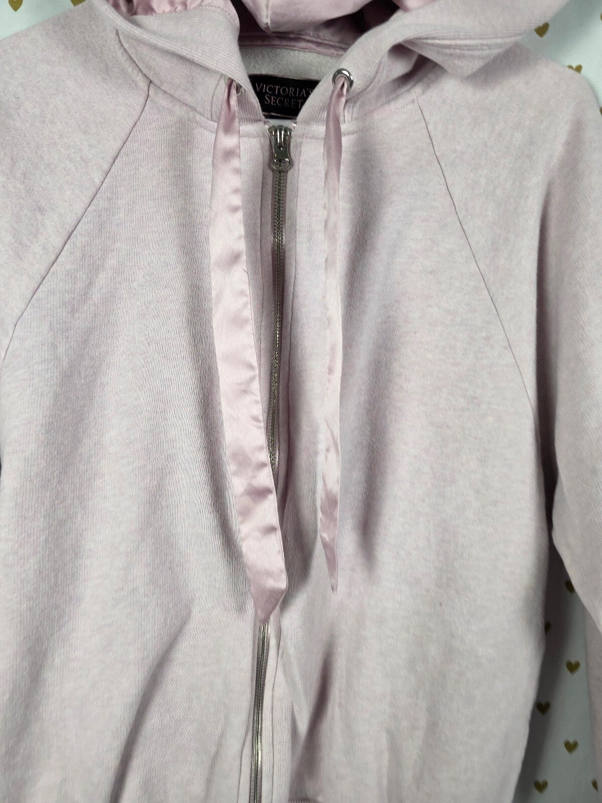 Victorias Secret PINK SATIN LINED Hoodie Full Zip Jacket SMALL