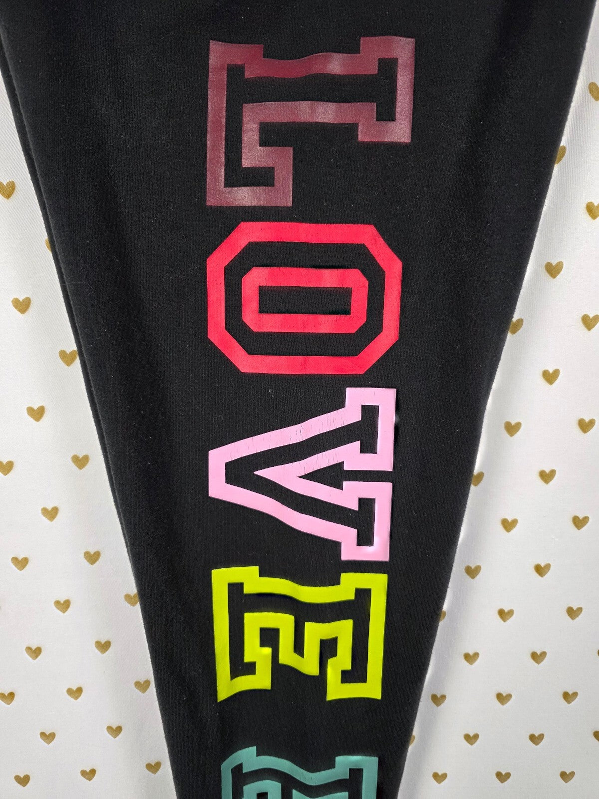 Victorias Secret PINK RAINBOW LOVE Logo Yoga Pants Medium