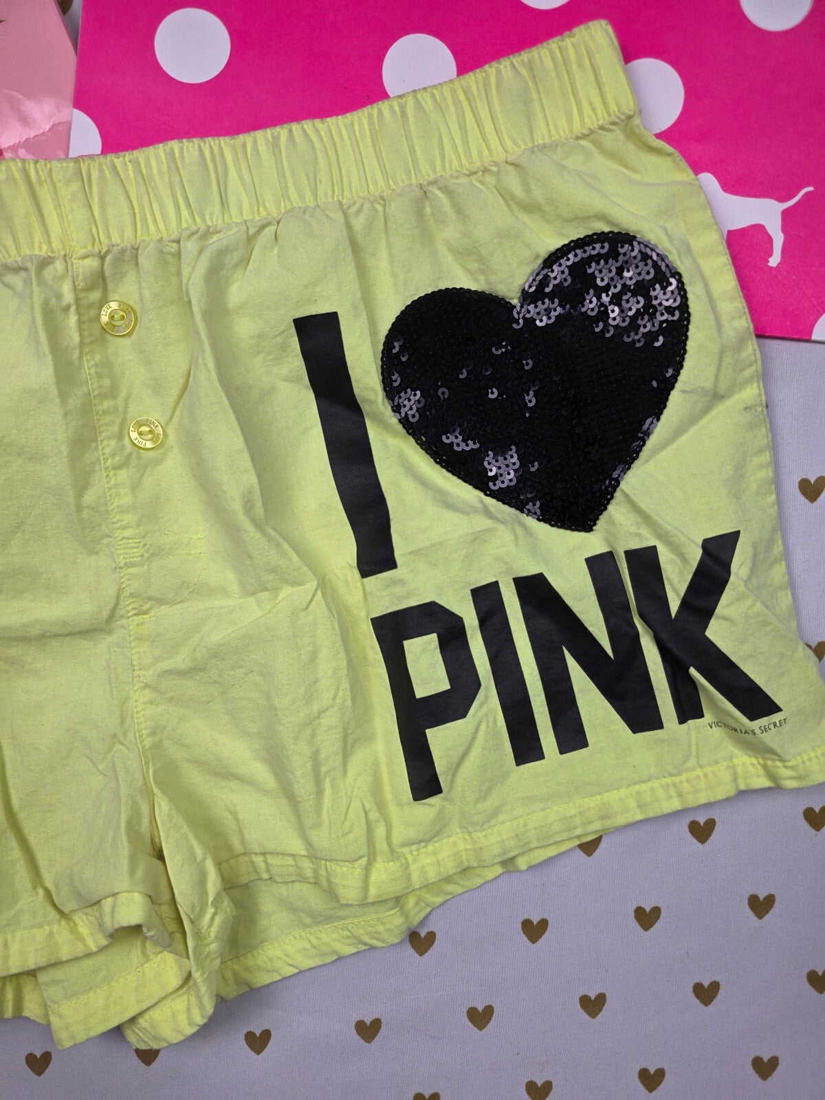 Victorias Secret PINK Neon Y2k Vintage Bling Sleep Shorts Boxers Pajama Bottoms