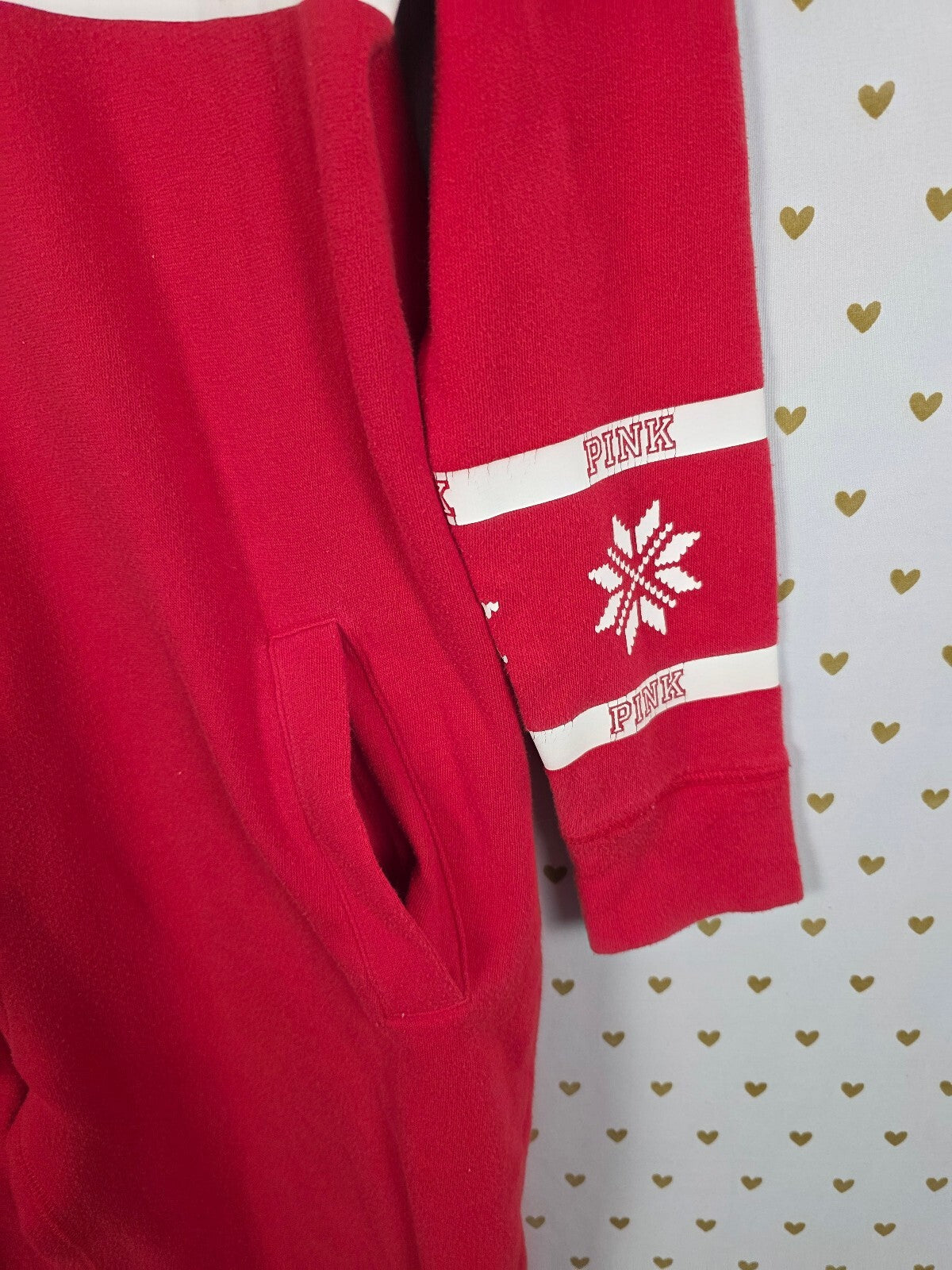 Victoria's Secret PINK Fair Isle Snowflake Sherpa Hood Onesie Pajama XS
