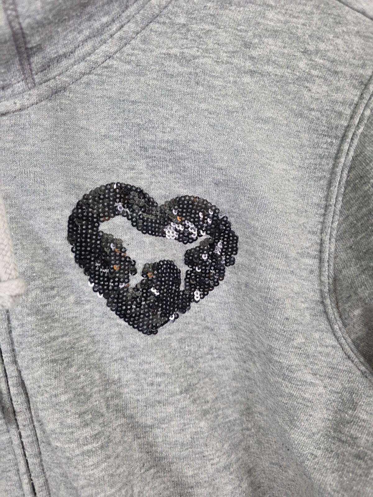 Victorias Secret Pink Bling Full zip Hoodie Sweater Sequined Logo Grey XS