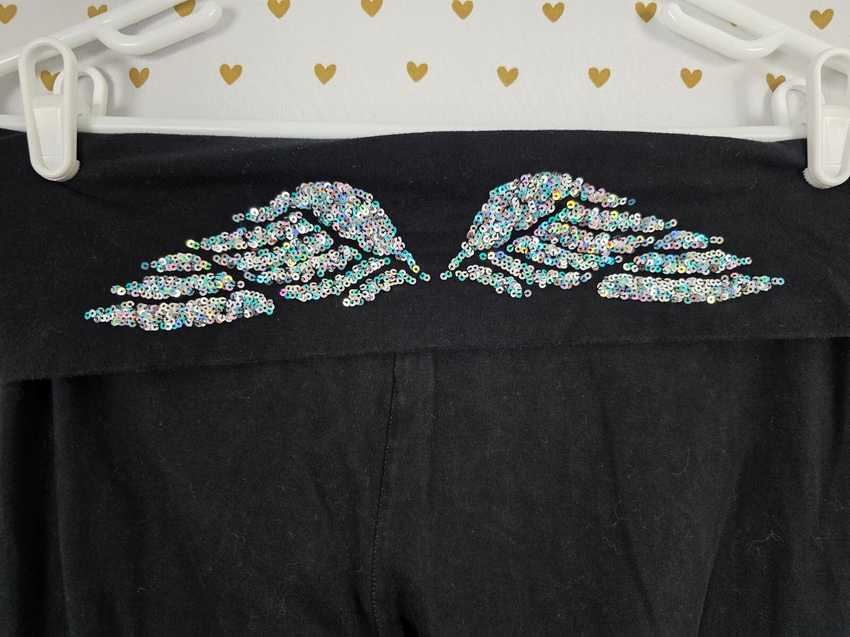 Victorias Secret Angels Bling Wings Sequined Ankle Skinny Foldover Yoga Pants M
