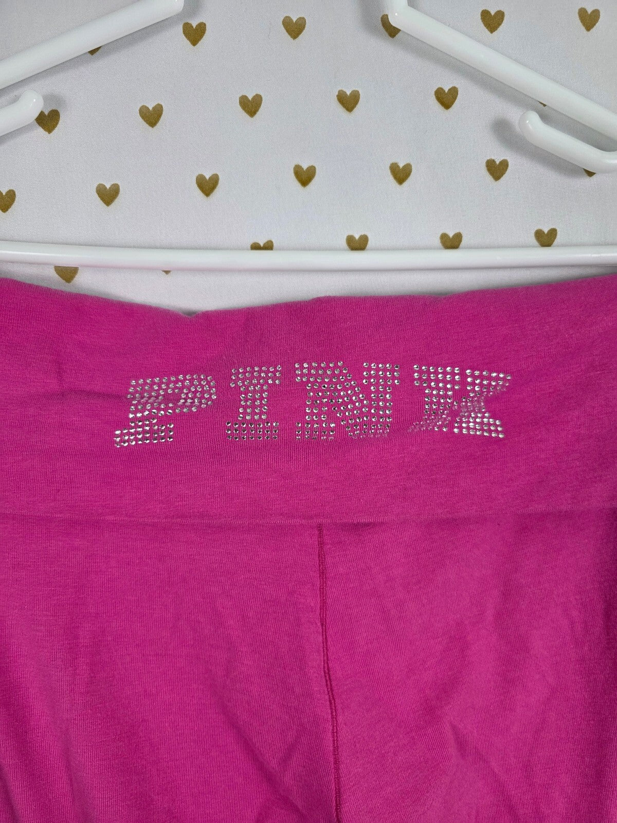 Victorias Secret PINK Bling Foldover Flare Yoga Pants Large Studded