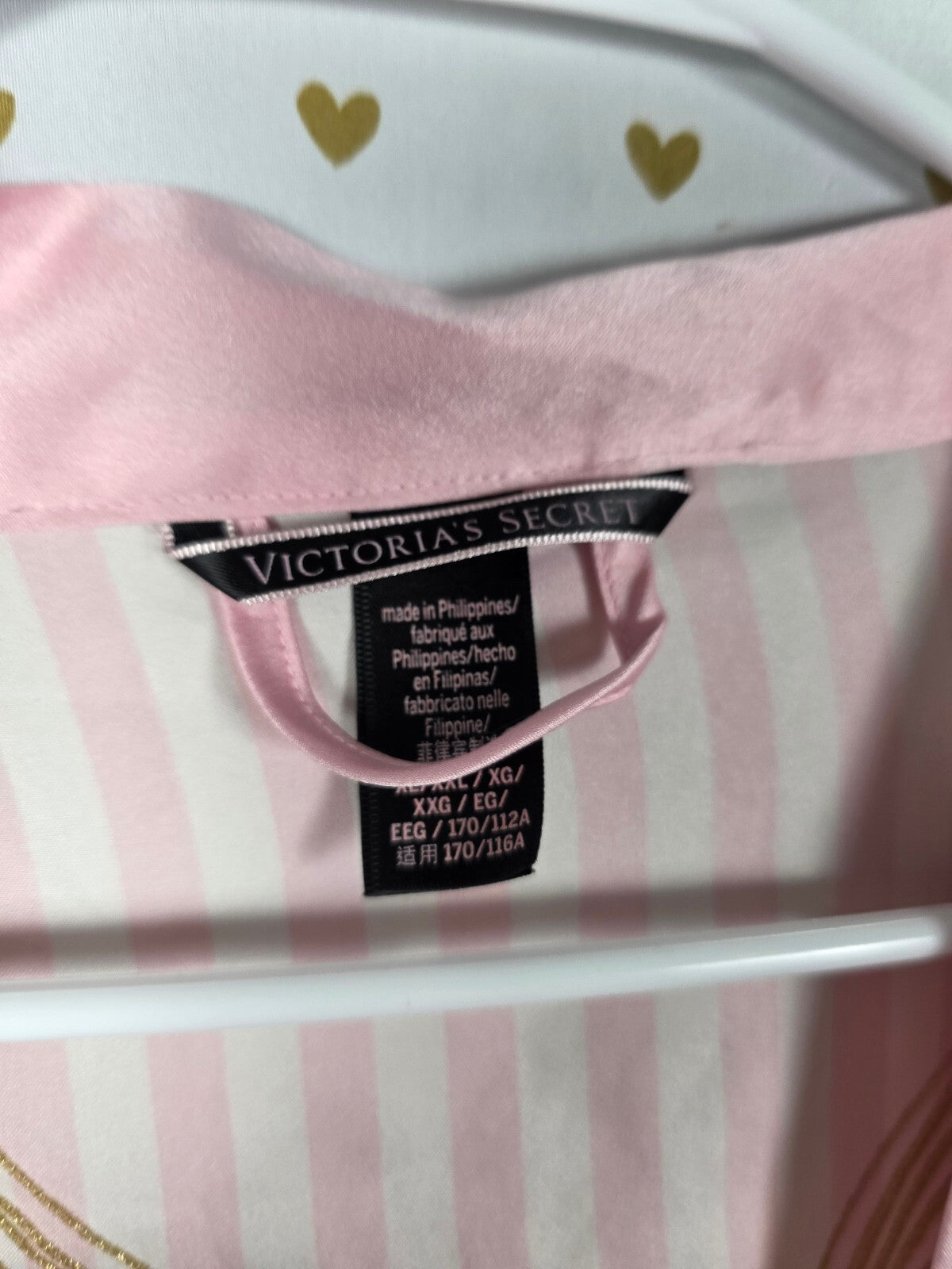 Victoria's Secret World Tour 2023 Pink Stripe Satin Robe Gold Wings Belt XL XXL
