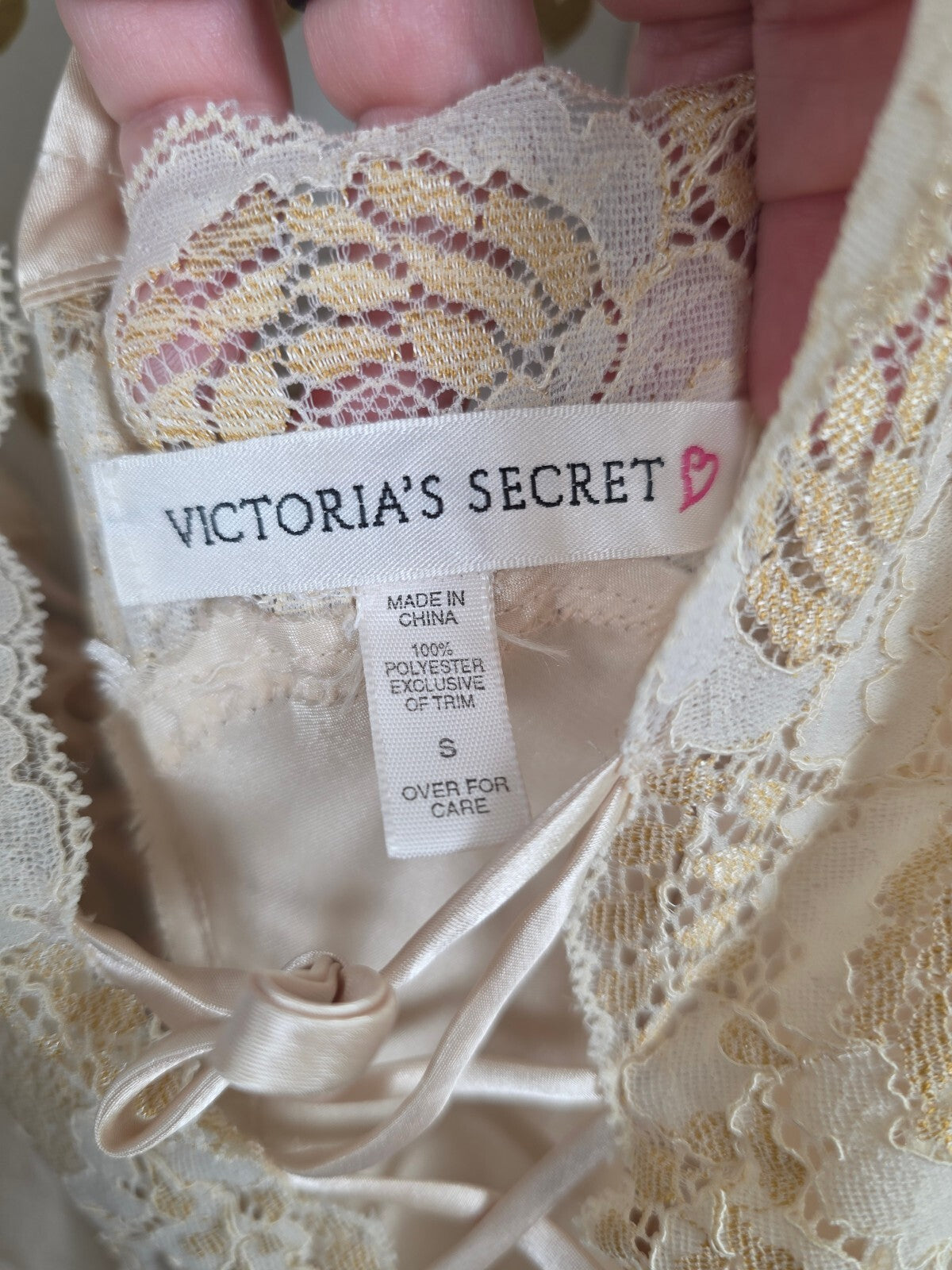 Victoria's Secret Satin Lace Corset Nightgown Robe Set Ivory Bridal S XS/S