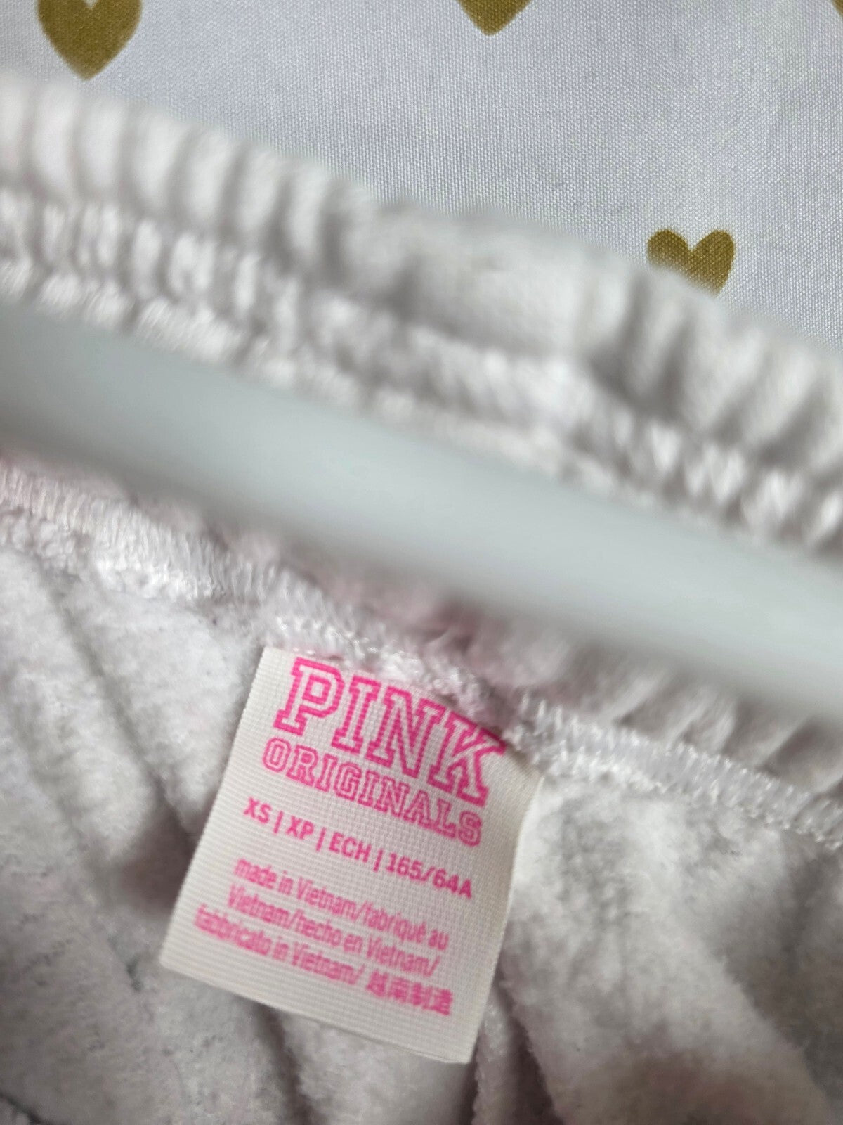 Victorias Secret PINK BLING GLITTER Campus Originals White Sweats TEE SHIRT SET