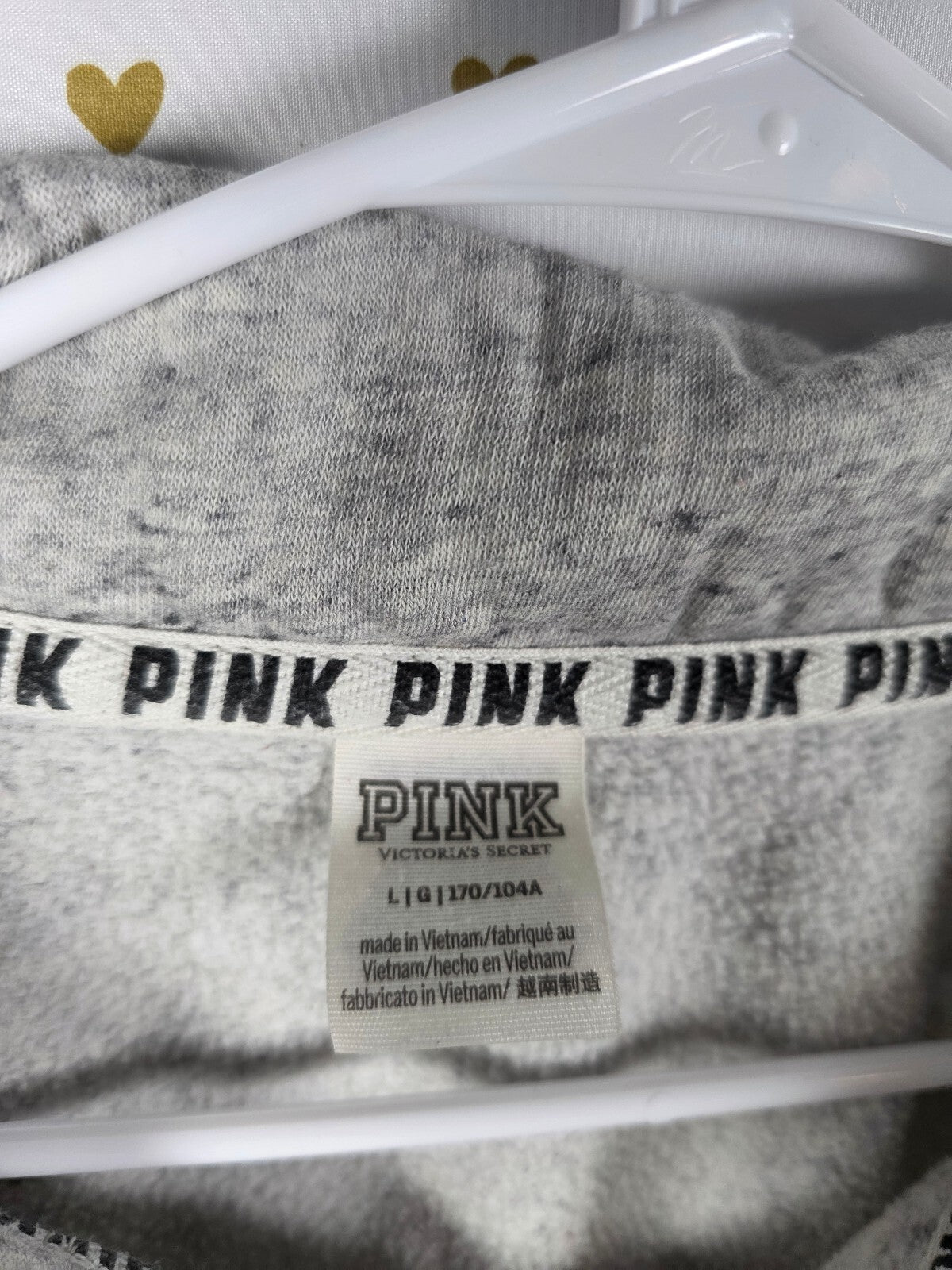 Victoria's Secret PINK Gray Tropical Floral Sleeve 1/4 Zip Sweatshirt Large