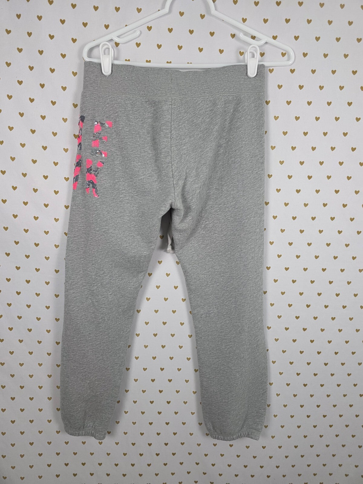 Victoria's Secret PINK Sequin Chevron Hoodie Jogger Set Gray Pink M/XS