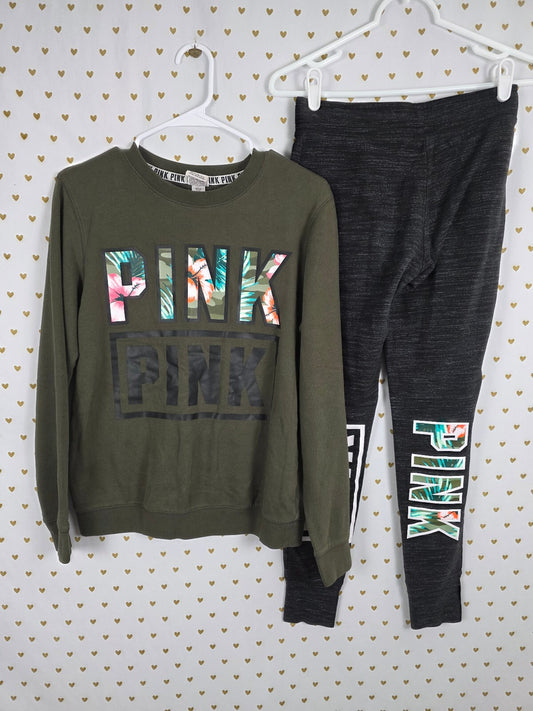Victorias Secret Pink Hawaiian Sweats Sweater SET 2pc Outfit XS