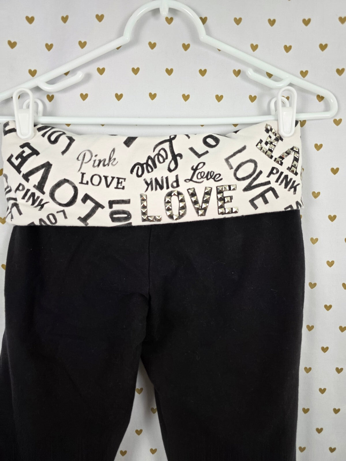 Victorias Secret PINK Vintage Love Bling Studded Capri Yoga Pants Small