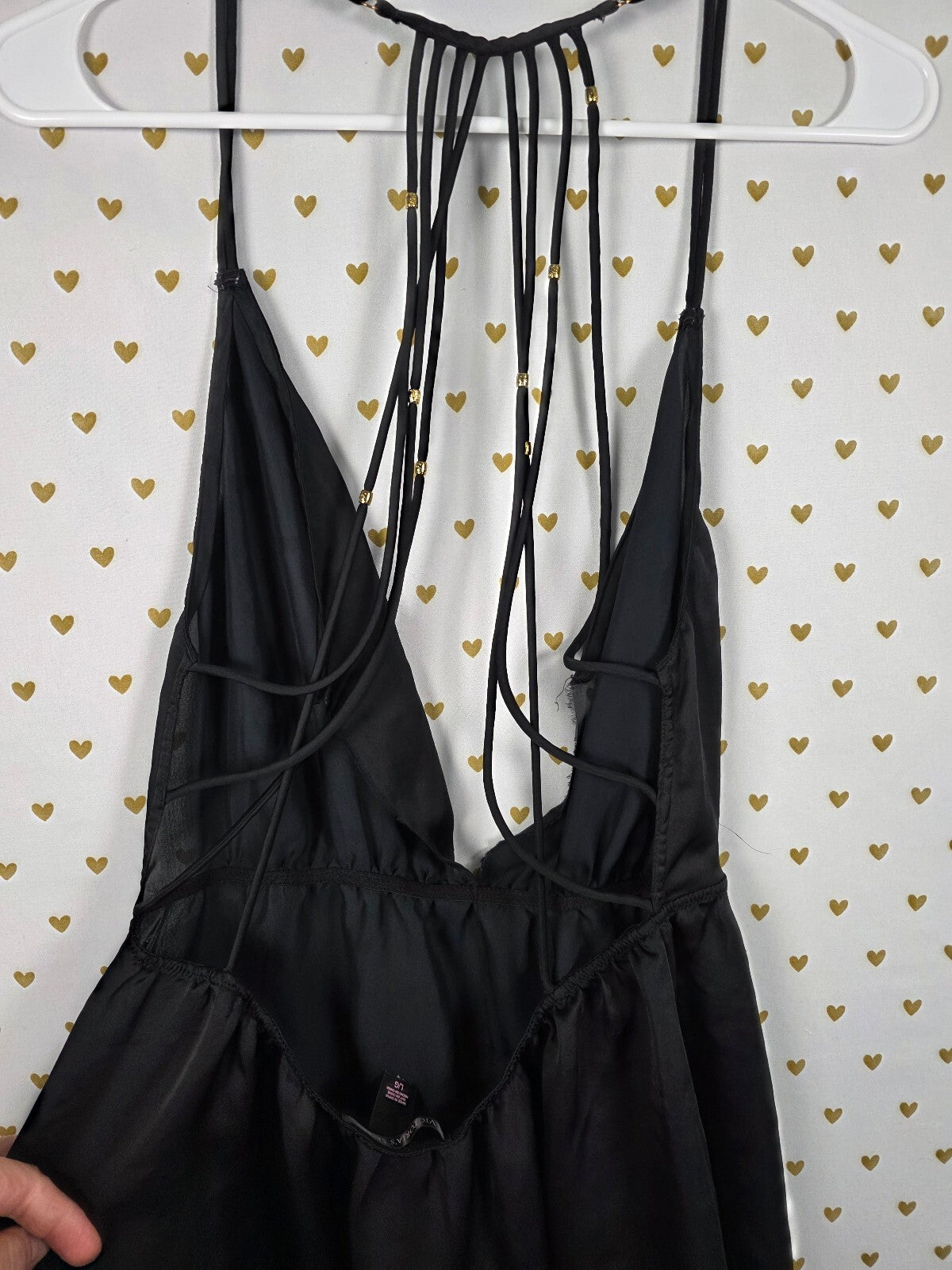 Victorias Secret Sheer Caged Strappy Babydoll Nightie Lingerie Black Large