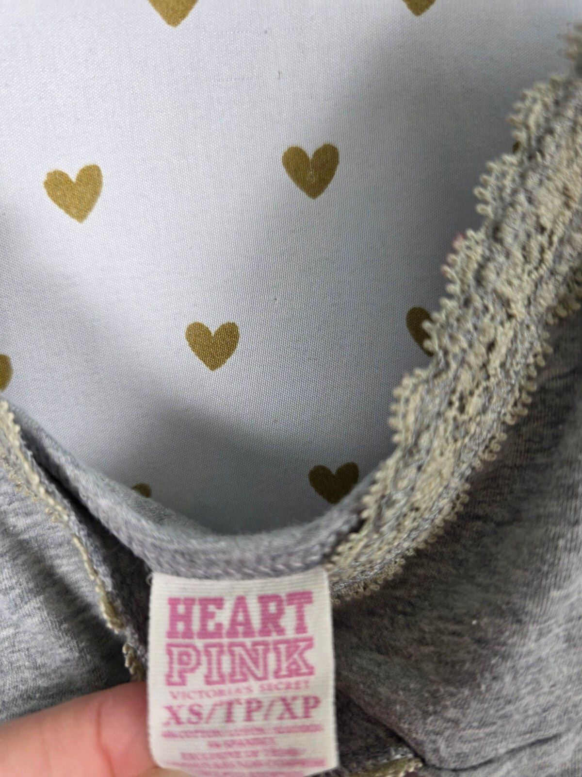 Victorias Secret PINK Vintage y2k Grey Tank Top HEART Love XS