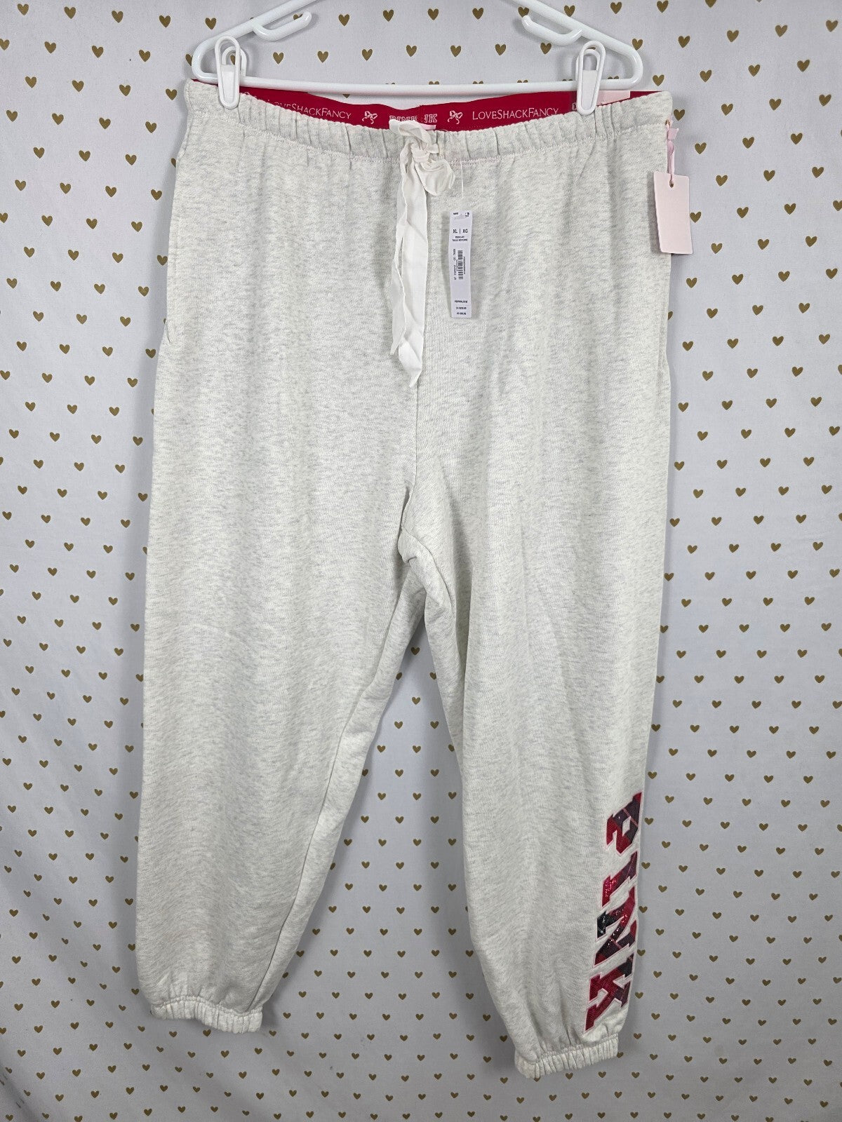 Victorias Secret PINK NEW Nwt Loveshackfancy Campus Sweats Bling Logo XL