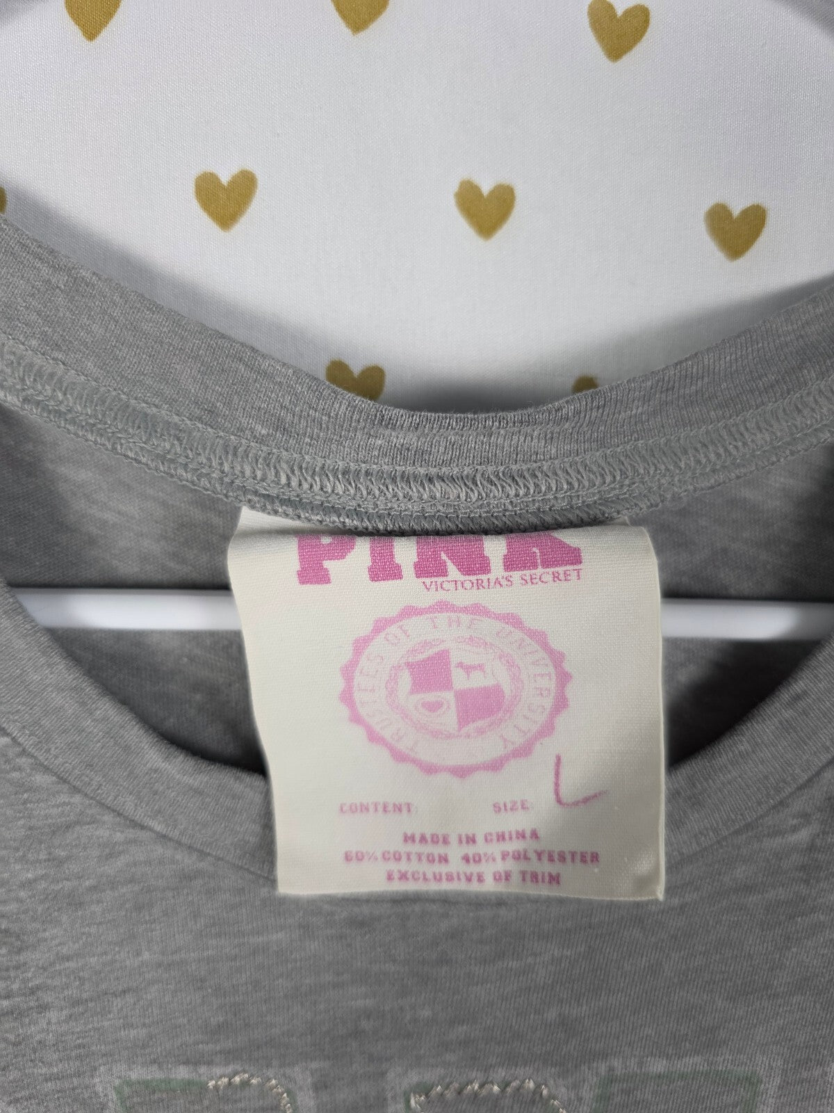 Victorias Secret PINK Vintage Y2k University Bling Tee Shirt LARGE